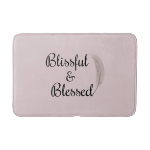 Blissful & blessed angel feather zen pink bathmat