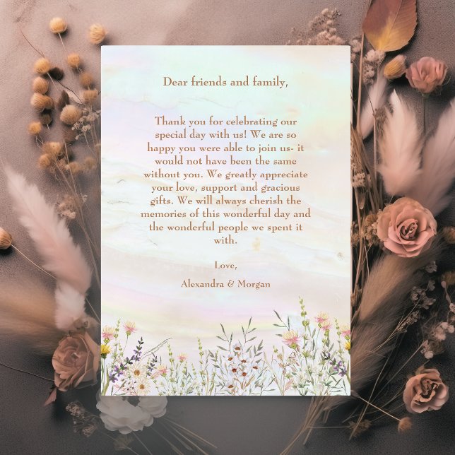 Blissful Blooms Wedding Flat Thank You Card (Creator Uploaded)