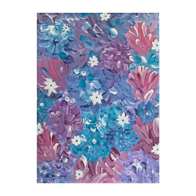 Blissful Blue Floral Acrylic Wall Art (Front)