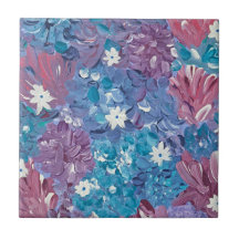 Blissful Blue Floral Ceramic Tile