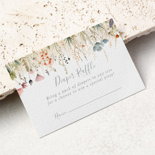 Blissful Boho Wildflower Diaper Raffle Ticket Enclosure Card