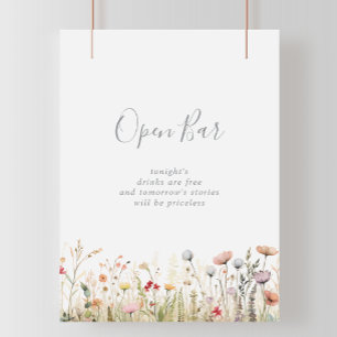  Blissful Boho Wildflower Wedding Open Bar  Poster