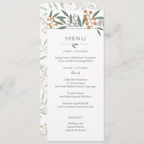 Blissful Bounty Botanical Wedding Menu Card