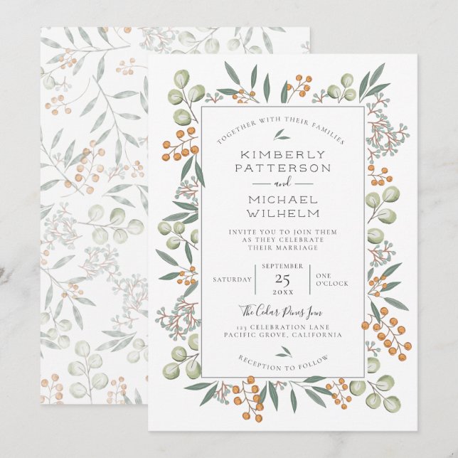 Blissful Bounty Botanical Wedding Suite Invitation (Front/Back)