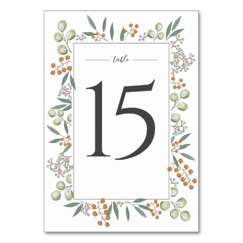Blissful Bounty Botanical Wedding Suite Table Number