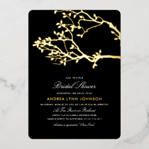 Blissful Branches Bridal Shower Gold  Foil Invitat Invitation