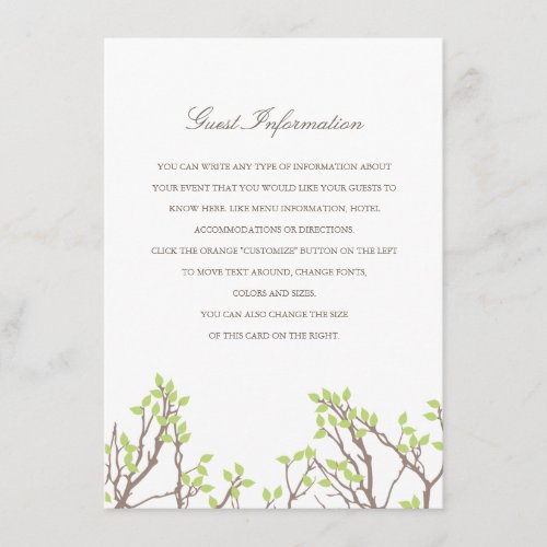 Blissful Branches Wedding Insert Announcements