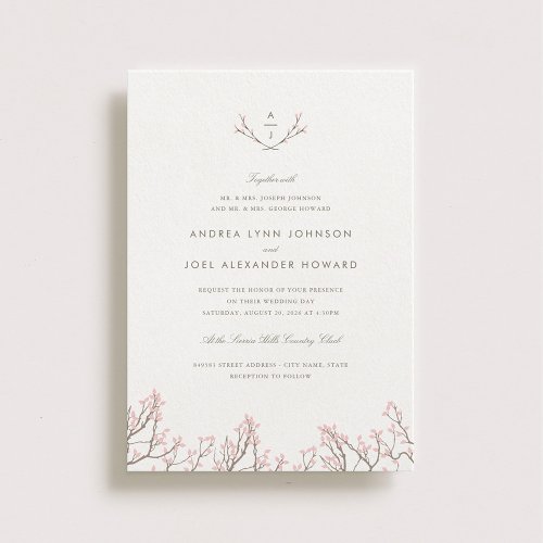 Blissful Branches Monogram Wedding Invitation