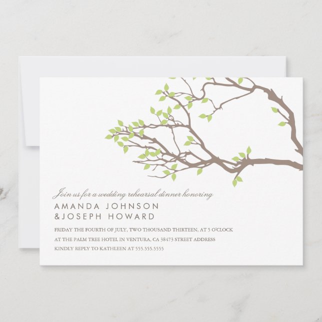 Blissful Branches Rehearsal Dinner Invitation (Front)