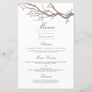 Blissful Branches Wedding Dinner Menu
