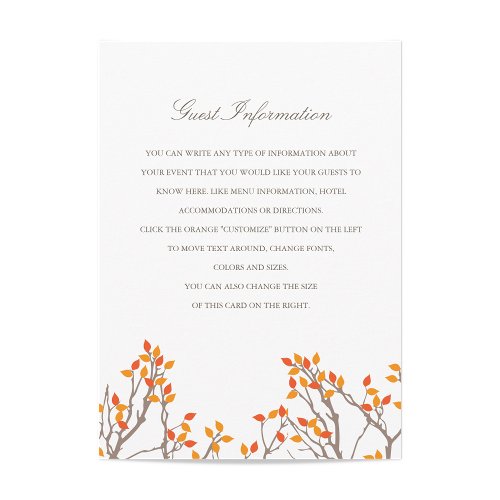Blissful Branches Wedding Insert Personalized Invite