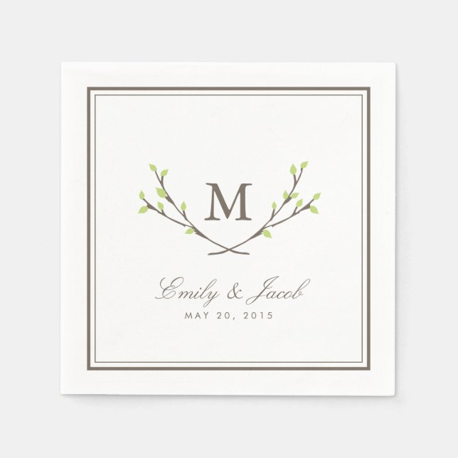 Blissful Branches Wedding Paper Napkins (Front)
