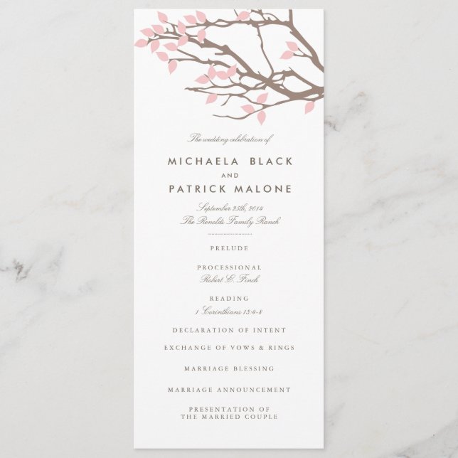 Blissful Branches Wedding Program (Front)