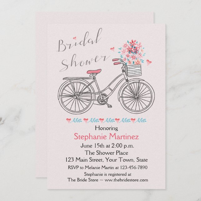 Blissful Bridal Bicycle Shower Invitation (Front/Back)