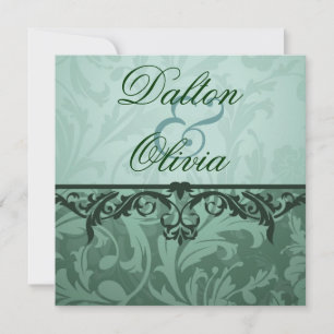 Blissful Brocade Sage Floral Wedding Invitation