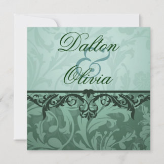 Blissful Brocade Sage Floral Wedding Invitation
