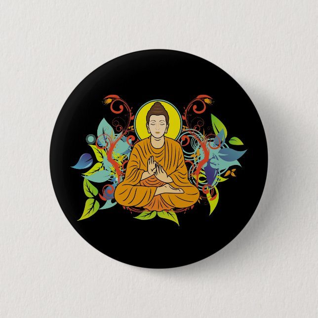 Blissful Buddha Pinback Button (Front)