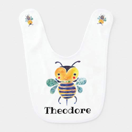 Blissful Bumblebee Face Personalized Baby Bib