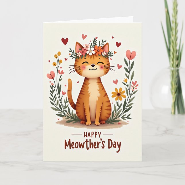 Blissful Cat Mothers Day Card (Front)