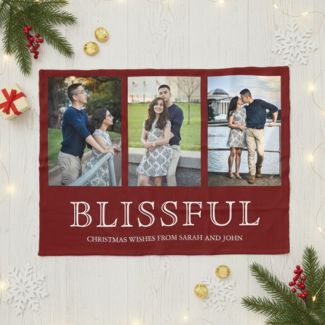 Blissful Christmas | Three Photo Collage Fleece Blanket (Creator Uploaded)