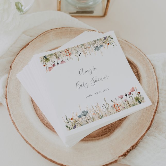 Blissful Colorful Boho Wildflower Baby Shower Napkins (Creator Uploaded)