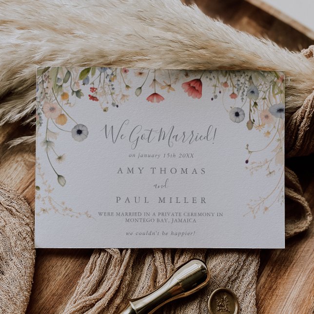  Blissful Colorful Boho Wildflower Elopement Announcement (Creator Uploaded)
