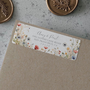 Blissful Colorful Boho Wildflower Return Address Label