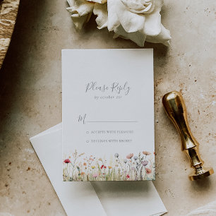 Blissful Colorful Boho Wildflower RSVP Card