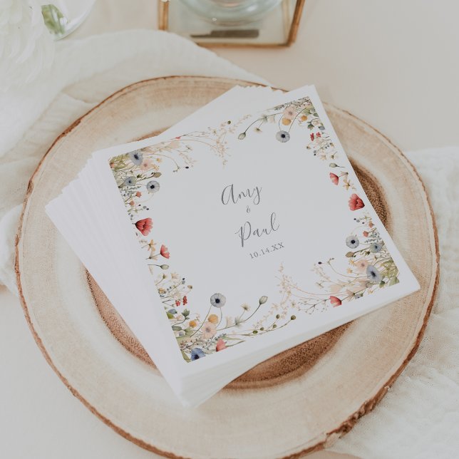 Blissful Colorful Boho Wildflower Wedding Napkin (Creator Uploaded)