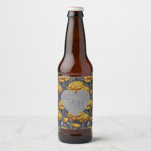 Blissful Custom Carnation Fantasy Outdoor Wedding Beer Bottle Label