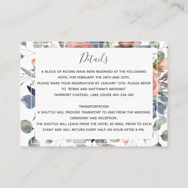 Blissful Floral Details Dusty Blue and Greenery Enclosure Card (Front)