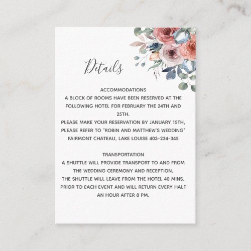 Blissful Floral Details Dusty Blue Floral Enclosure Card