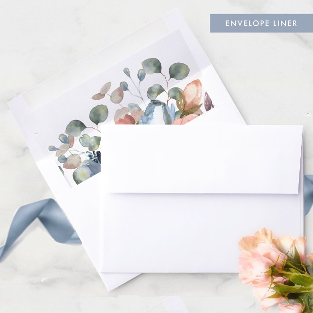 Blissful Floral, Dusty Blue and Greenery Envelope Liner (Creator Uploaded)