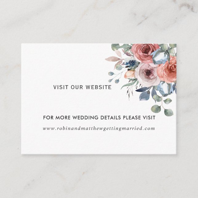 Blissful Floral Dusty Blue Website (or other) Enclosure Card (Front)