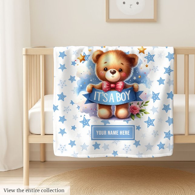 Blissful It’s a Boy Blanket with Teddy Bear Art (Blissful It’s a Boy Blanket with Teddy Bear Art)