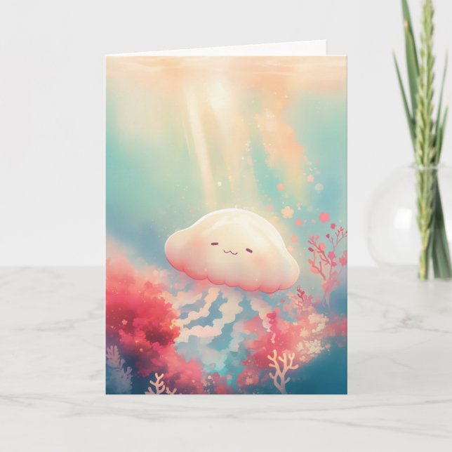 Blissful Jellyfish in Golden Light Card (Front)