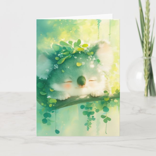 Blissful Koala in Leafy Paradise Card (Front)