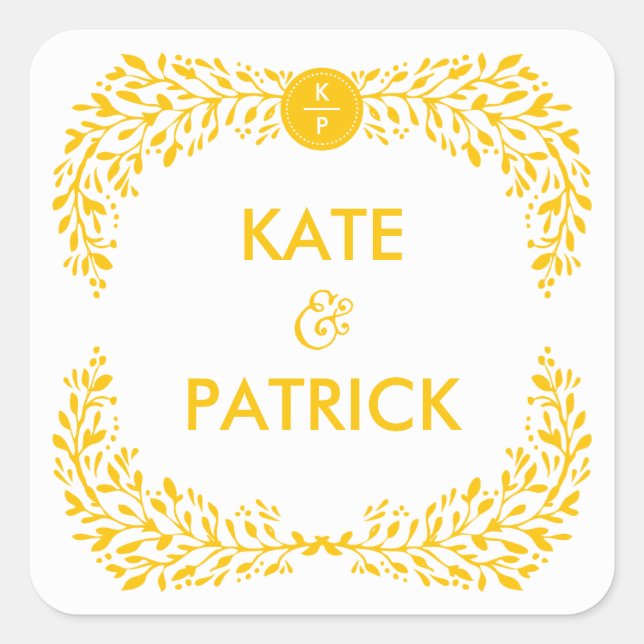 Blissful Laurel EDITABLE COLOR Wedding Sticker (Front)