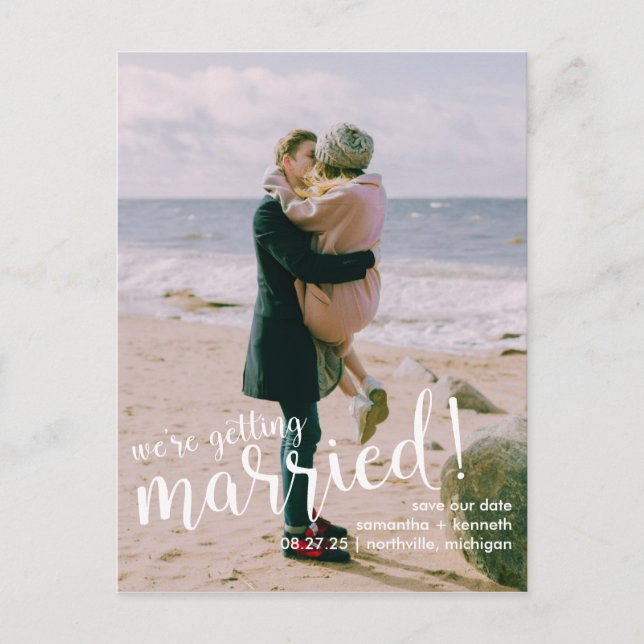 Blissful News Wedding Save the Date Postcard (Front)