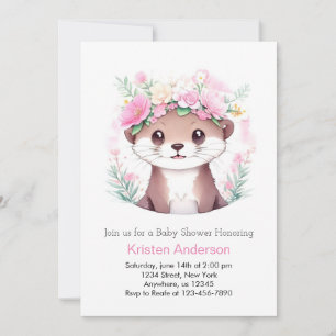 Blissful Otter's Watercolor Oasis Girl Baby Shower Invitation