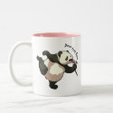 Blissful Panda Smelling Blossom Flowers With Text Two-Tone Coffee Mug