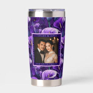Blissful Purple Calla Lilies Sparkle Greenery Wedd Insulated Tumbler