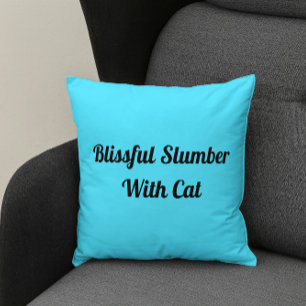 Blissful Slumber With Cat Personalized Pet Blue Throw Pillow