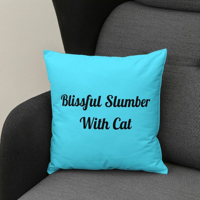 Blissful Slumber With Cat Personalized Pet Blue Throw Pillow (Creator Uploaded)