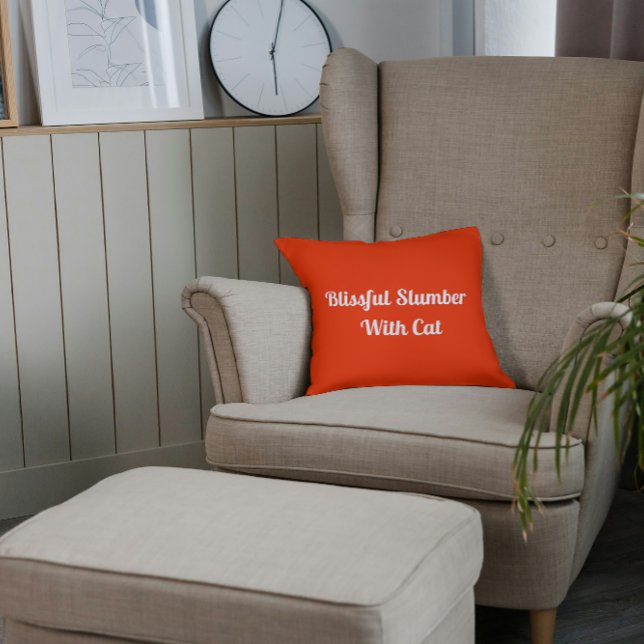 Blissful Slumber With Cat Personalized Pet Orange Throw Pillow (Creator Uploaded)
