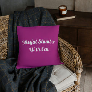 Blissful Slumber With Cat Personalized Pet Purple Throw Pillow
