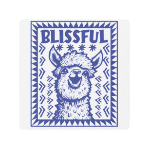 Blissful Smiling Alpaca - Embrace Happiness Metal Print