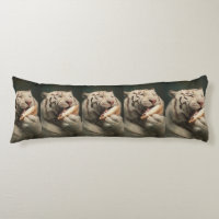 Blissful White Tiger – Whimsical Body Pillow