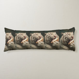 Blissful White Tiger – Whimsical Body Pillow