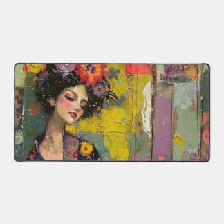 Blissful Woman in Kimono Desk Mat